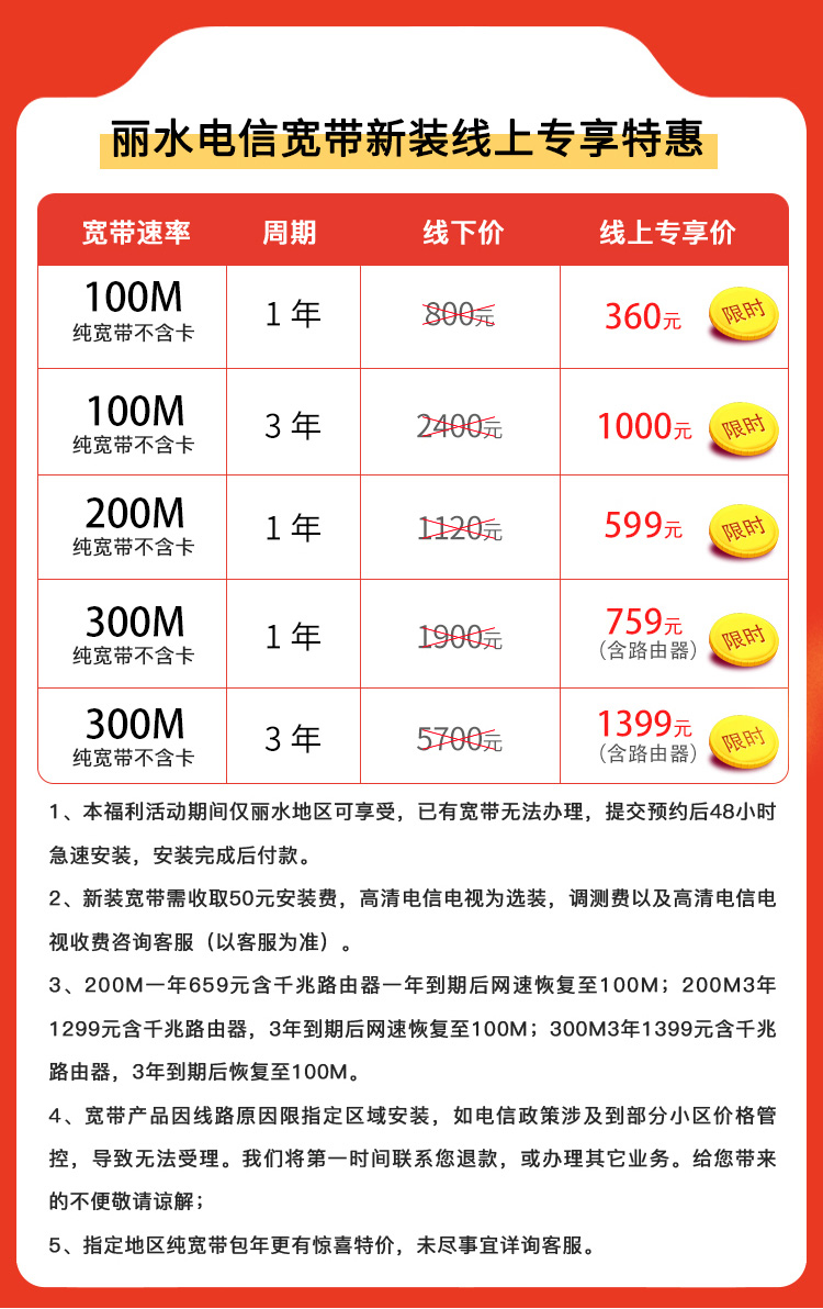 丽水电信宽带套餐价格表-电信宽带安装办理流程 丽水电信宽带套餐价格表-电信宽带安装办理流程